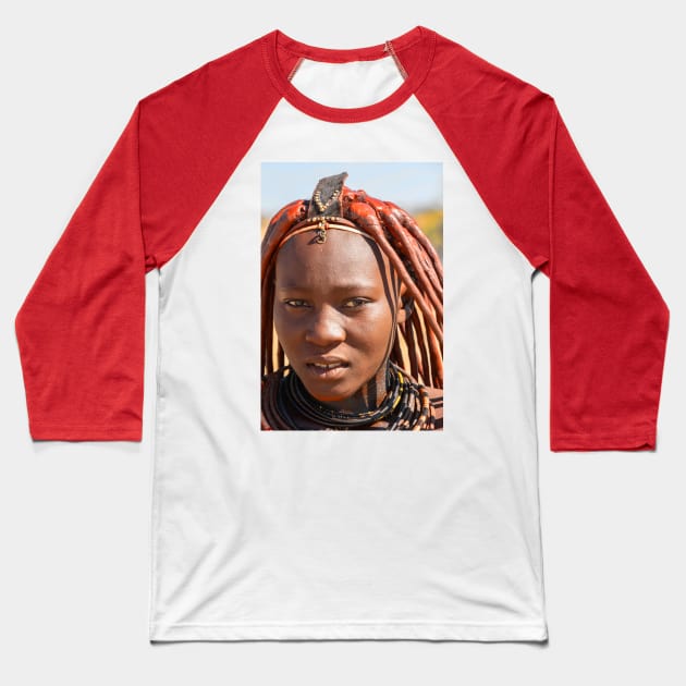 Namibia. Himba Tribe. Portrait of a Young Woman. Baseball T-Shirt by vadim19